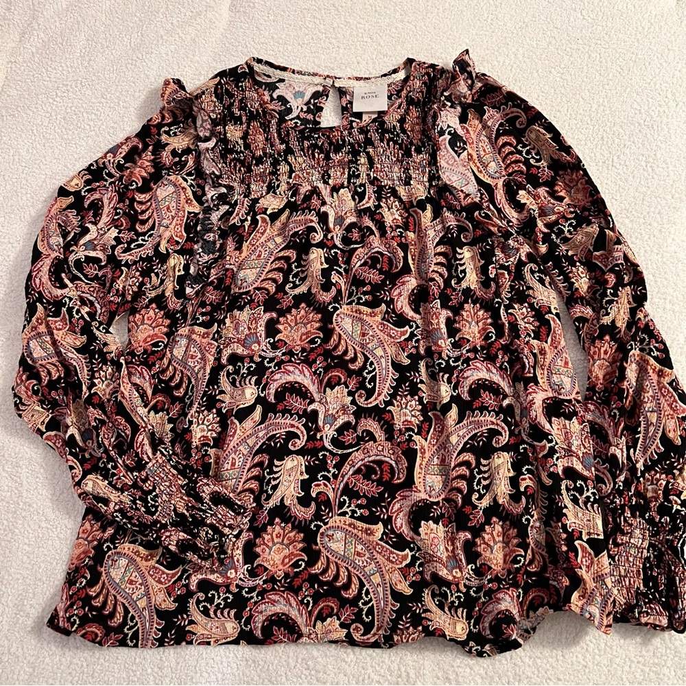 Knox Rose Black Paisley Top M